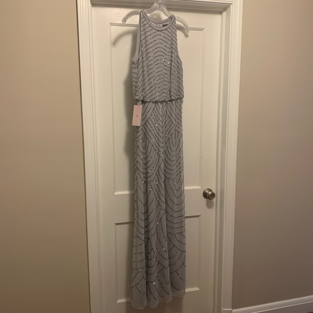 Adrianna Papell Art Deco Beaded Blouson Dress